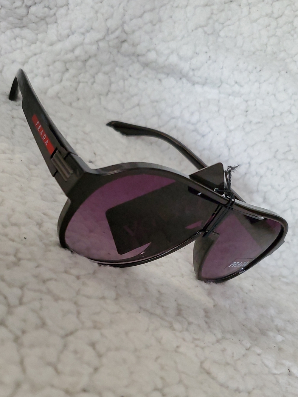 Boutique Black Frame Sunglasses with Purple Lenses